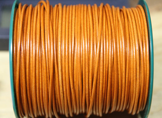 MADE IN EUROPE 6 feet 2mm leather cord, 2mm orange-whiskey leather cord, 2mm round orange-whiskey leather cord, (MARR2ORG)
