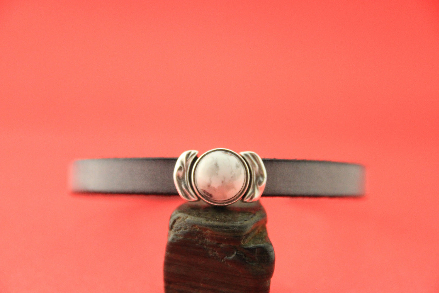 FS0489>>MADE IN EUROPE zamak 10mm slider with natural gemstone, 10mm flat cord slider with natural stone cabochon, Qty1
