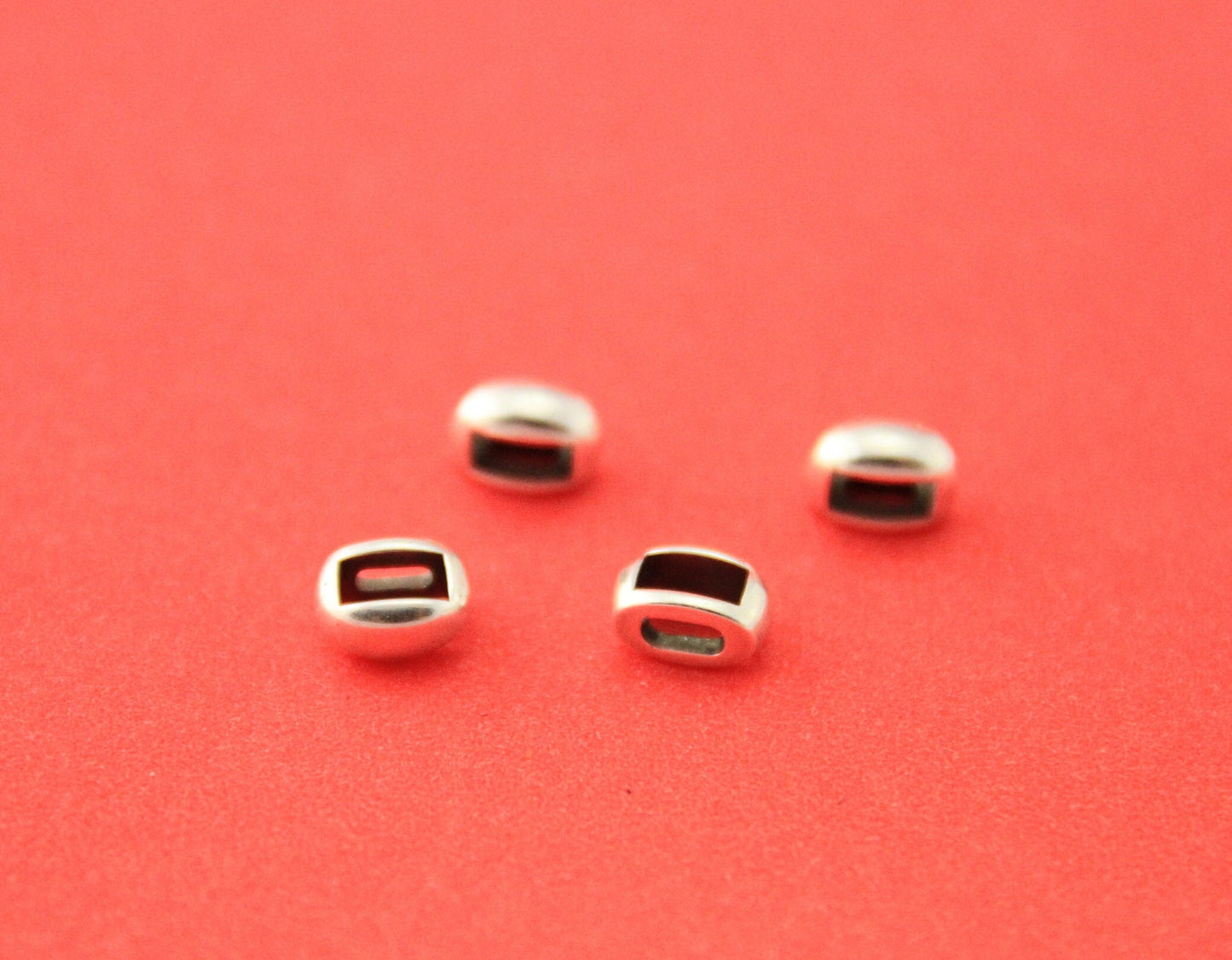 FS0496>>MADE in EUROPE 4 zamak sliders for 5mm cord, flat cord slider, zamak bar slider qty4