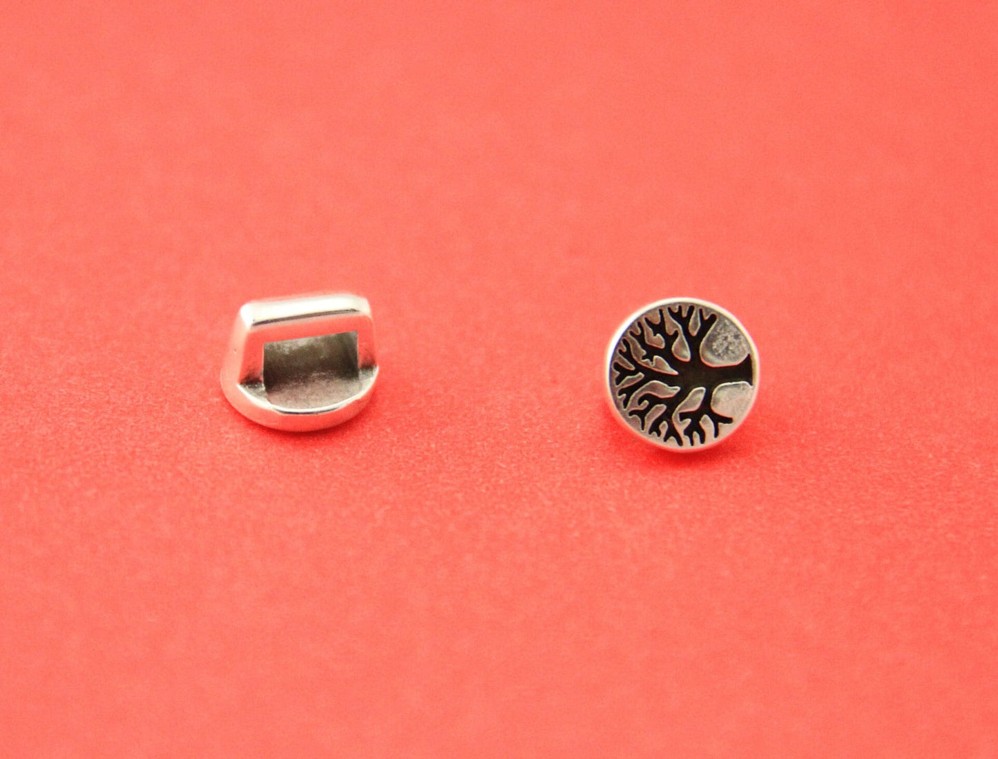 FS0498>>MADE in EUROPE 2 zamak life tree sliders for 5mm cord, zamak flat cord life tree slider qty2