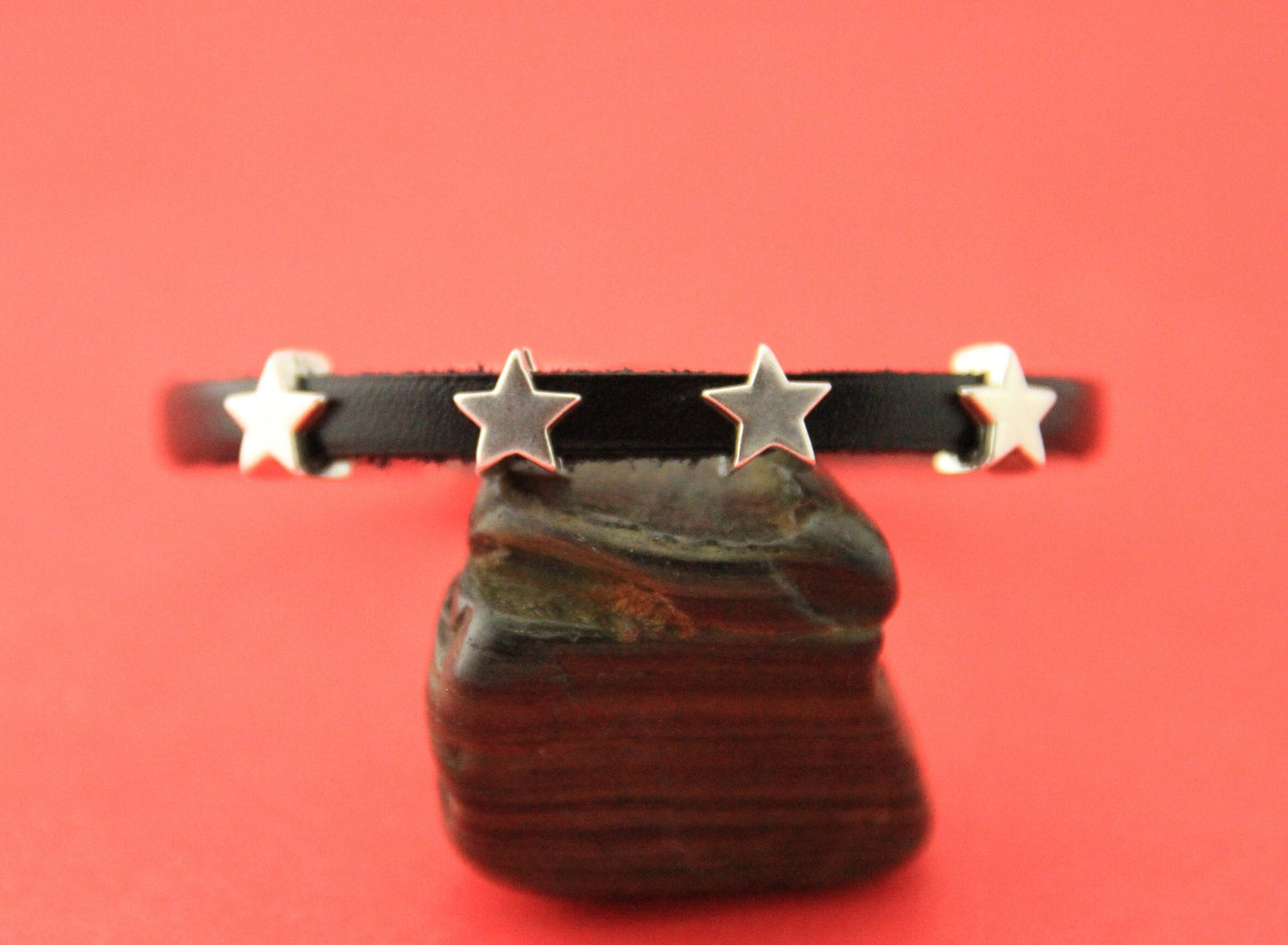 FS0506>> MADE in EU zamak star crimp-sliders, 4 sliders for 5mm flat leather cord, 5mm cord star sliders  Qty4