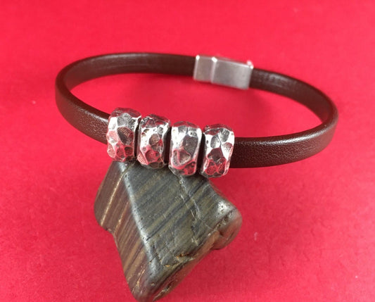 FS0110>>MADE in EUROPE 4 zamak hammered sliders for 5mm cord, flat cord slider, zamak bar slider (ABLZ100) qty4