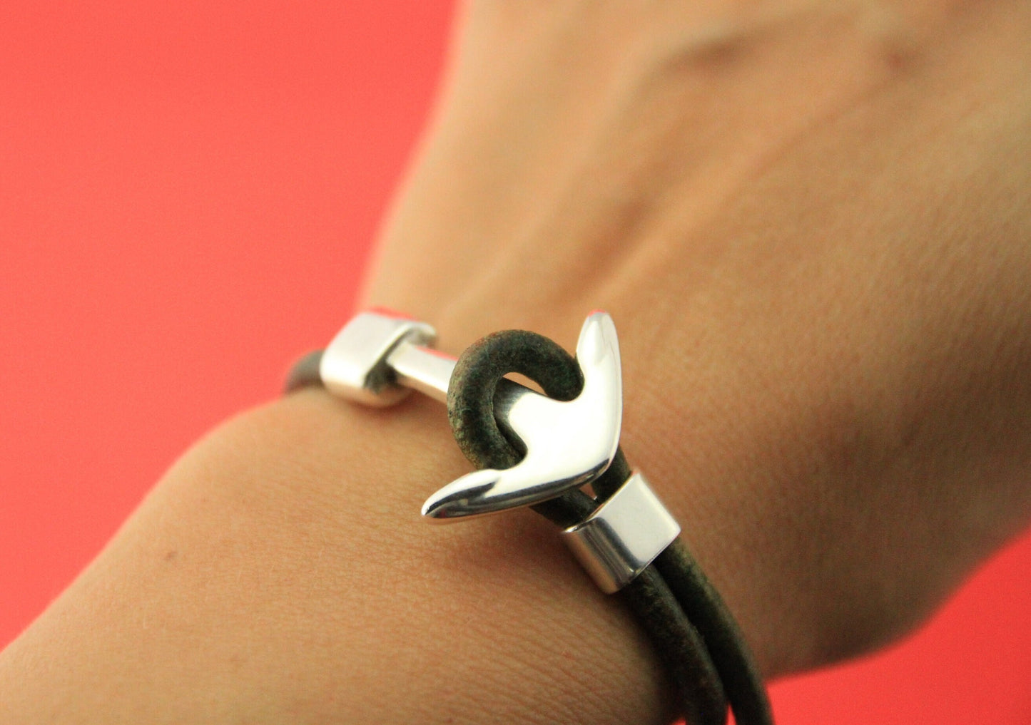 RC0182>>MADE IN EUROPE anchor hook clasp with slider, 4mm leather cord clasp, round leather cord clasp(NG4740/4739) Qty1set