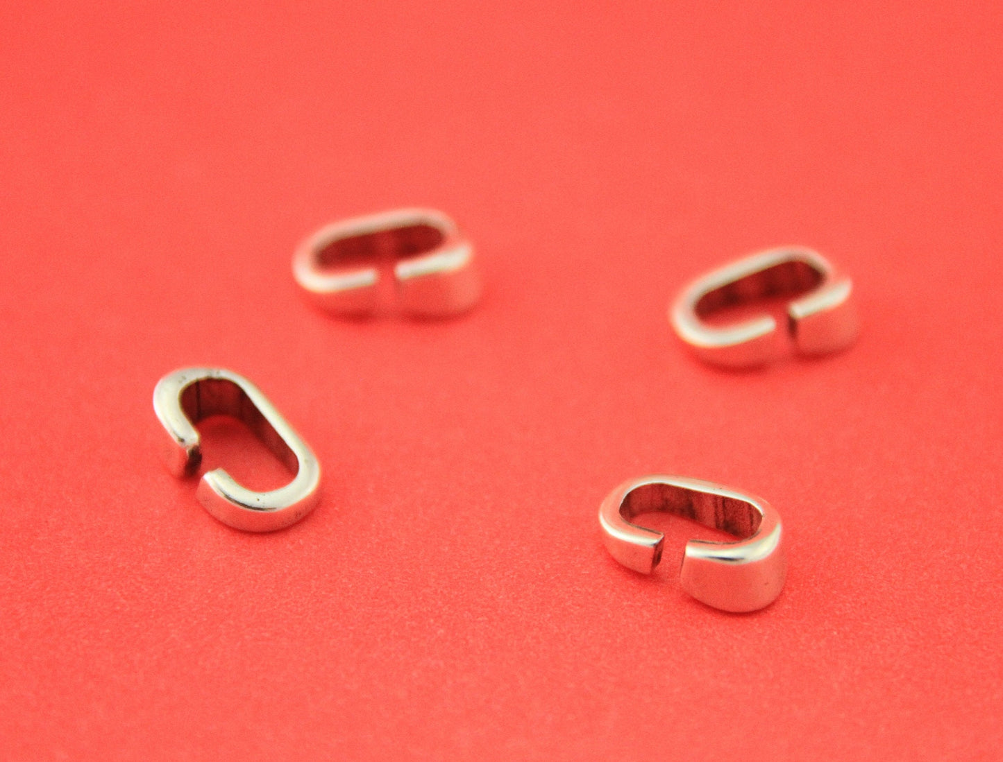 RS0156>>MADE IN EUROPE 4 zamak sliders, 10x5mm sliders, silver ring sliders (79162/10) Qty4