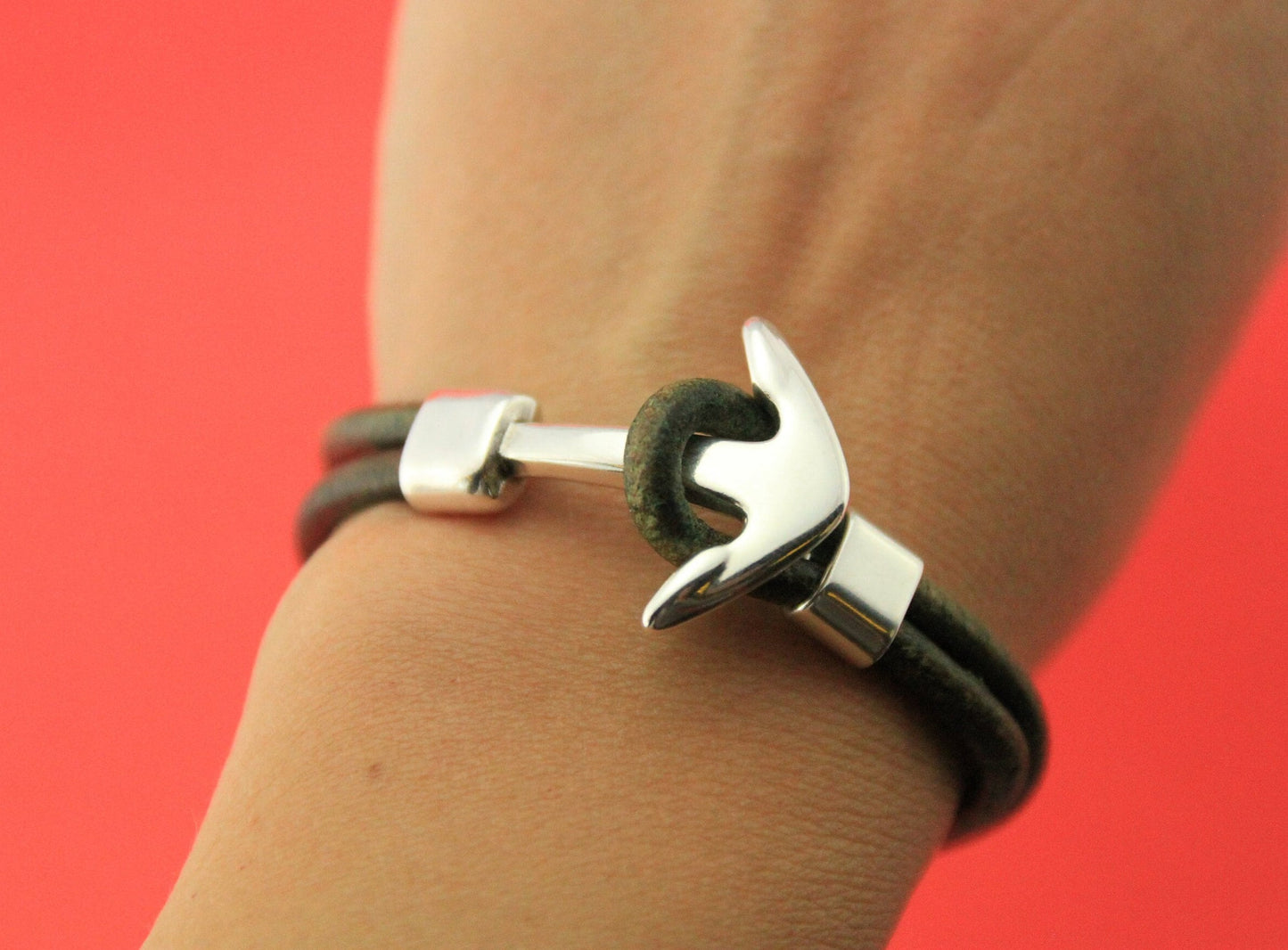 RC0182>>MADE IN EUROPE anchor hook clasp with slider, 4mm leather cord clasp, round leather cord clasp(NG4740/4739) Qty1set