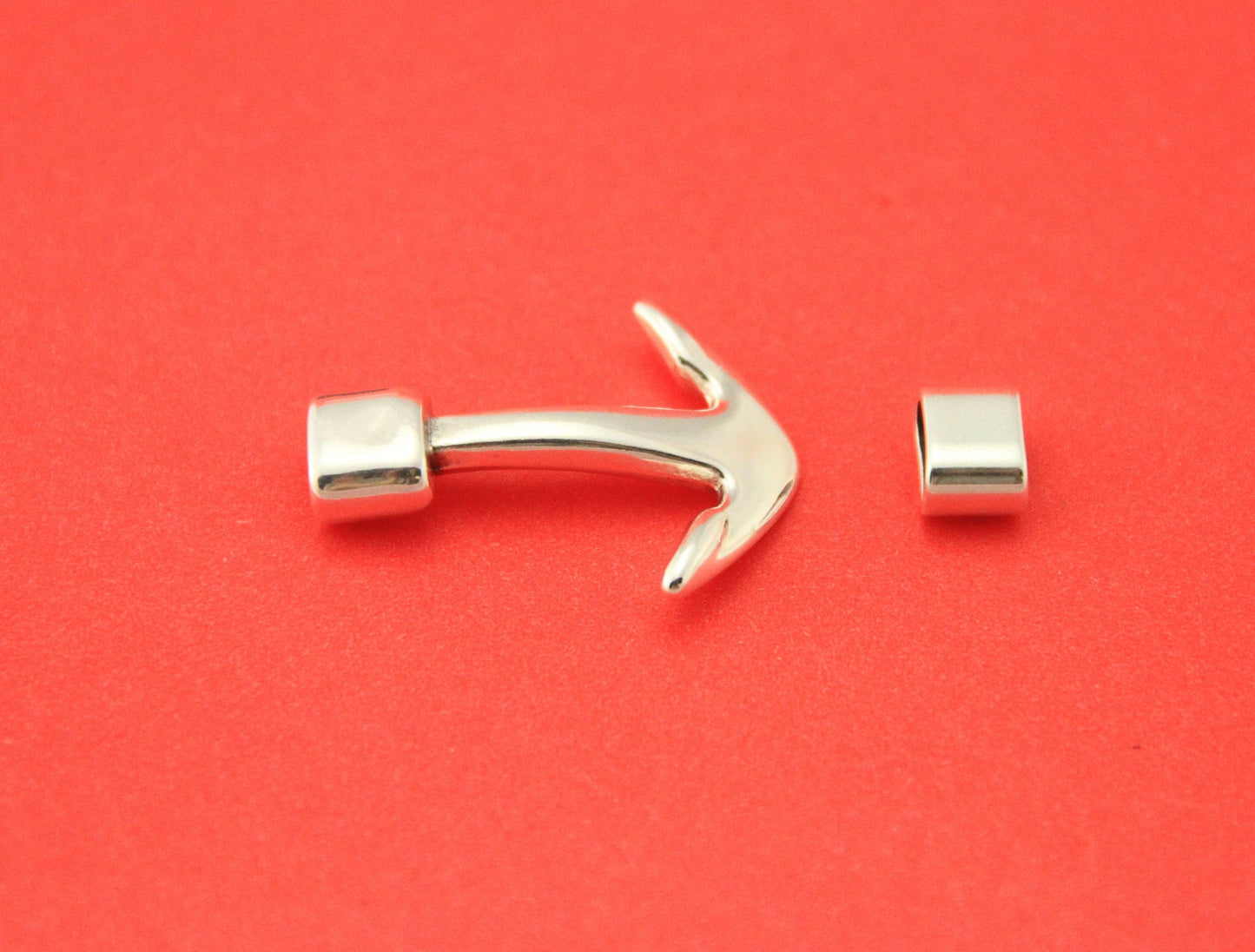 RC0182>>MADE IN EUROPE anchor hook clasp with slider, 4mm leather cord clasp, round leather cord clasp(NG4740/4739) Qty1set