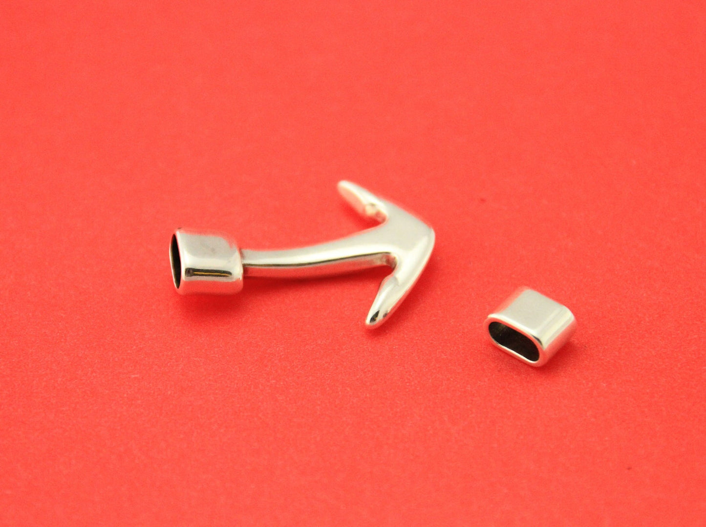 RC0182>>MADE IN EUROPE anchor hook clasp with slider, 4mm leather cord clasp, round leather cord clasp(NG4740/4739) Qty1set