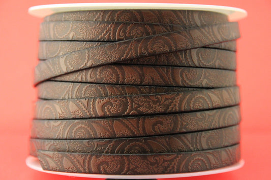 MADE in EUROPE 24" engraved 10mm leather cord, embossed flat leather cord, 10mm flat leather cord (503/10/37)
