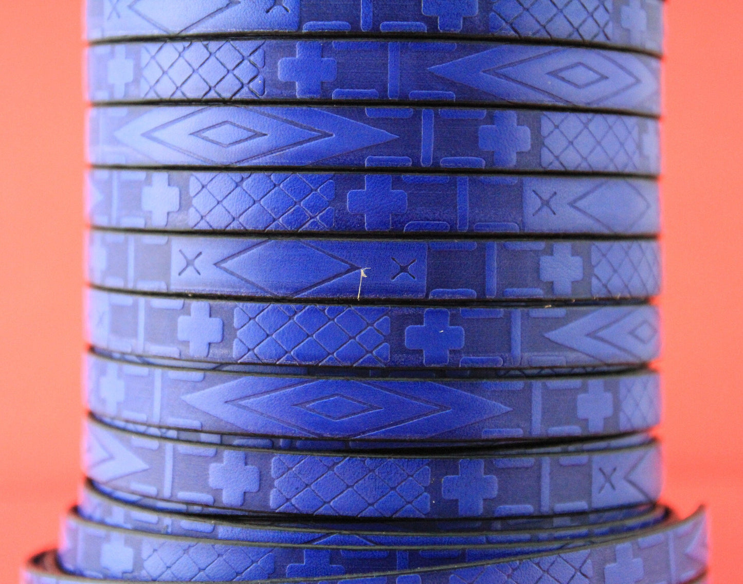 MADE in EUROPE  flat 10mm engraved leather cord, 10mm flat leather cord, 10mm embossed leather cord (705/10/28)