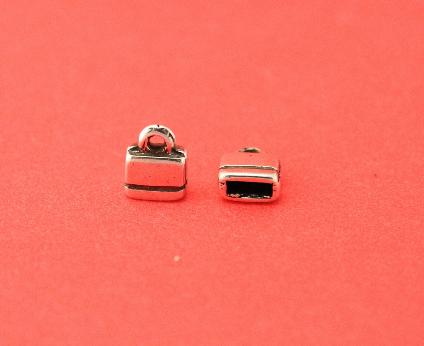 6/7 MADE in EUROPE  2 zamak flat cord ends, 6mm flat cord ends, 6mm leather cord end (ablz258) Qty2