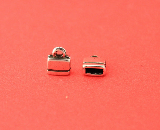 6/7 MADE in EUROPE  2 zamak flat cord ends, 6mm flat cord ends, 6mm leather cord end (ablz258) Qty2