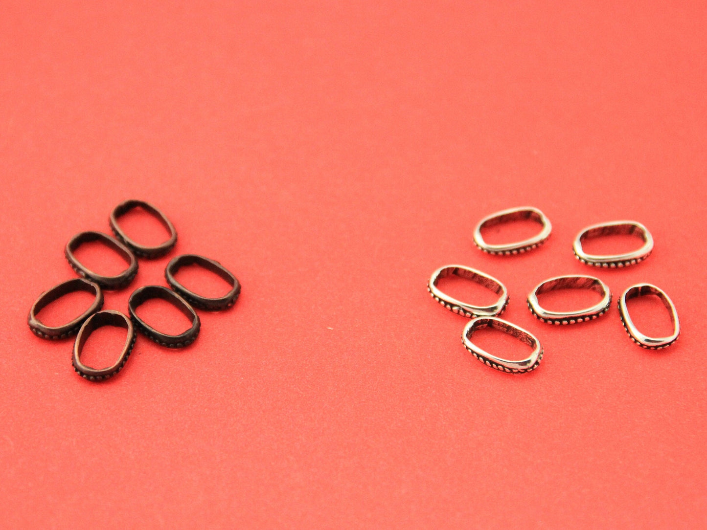 LS0090>>MADE IN EUROPE 4 zamak ring sliders, licorice ring sliders, 10x6mm slider rings, Qty4