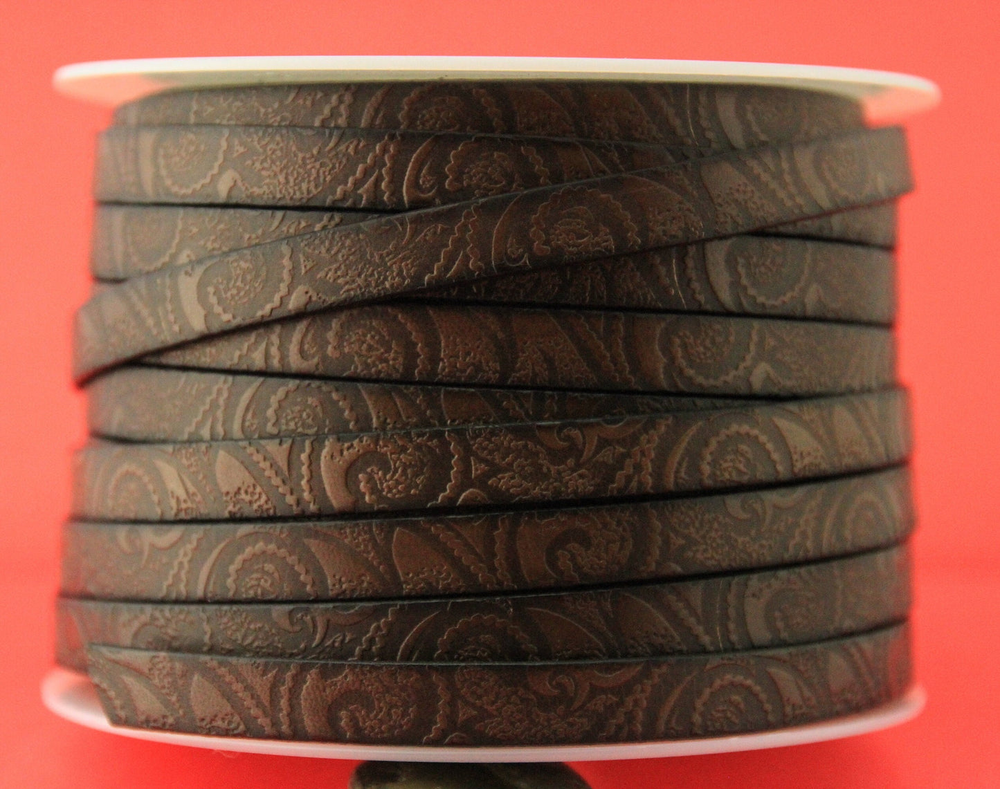 MADE in EUROPE 24" engraved 10mm leather cord, embossed flat leather cord, 10mm flat leather cord (503/10/37)
