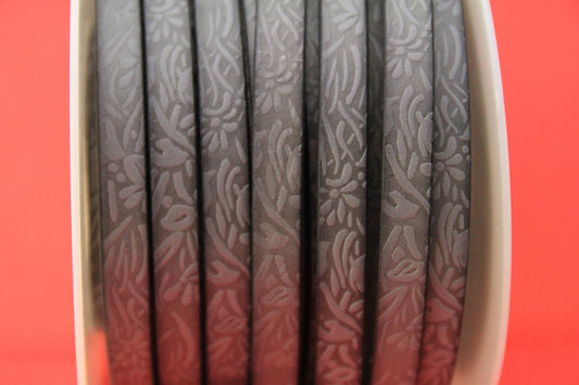 MADE in EUROPE 24'' flat 10mm engraved leather cord, 10mm flat leather cord, 10mm embossed leather cord (509/10/41)