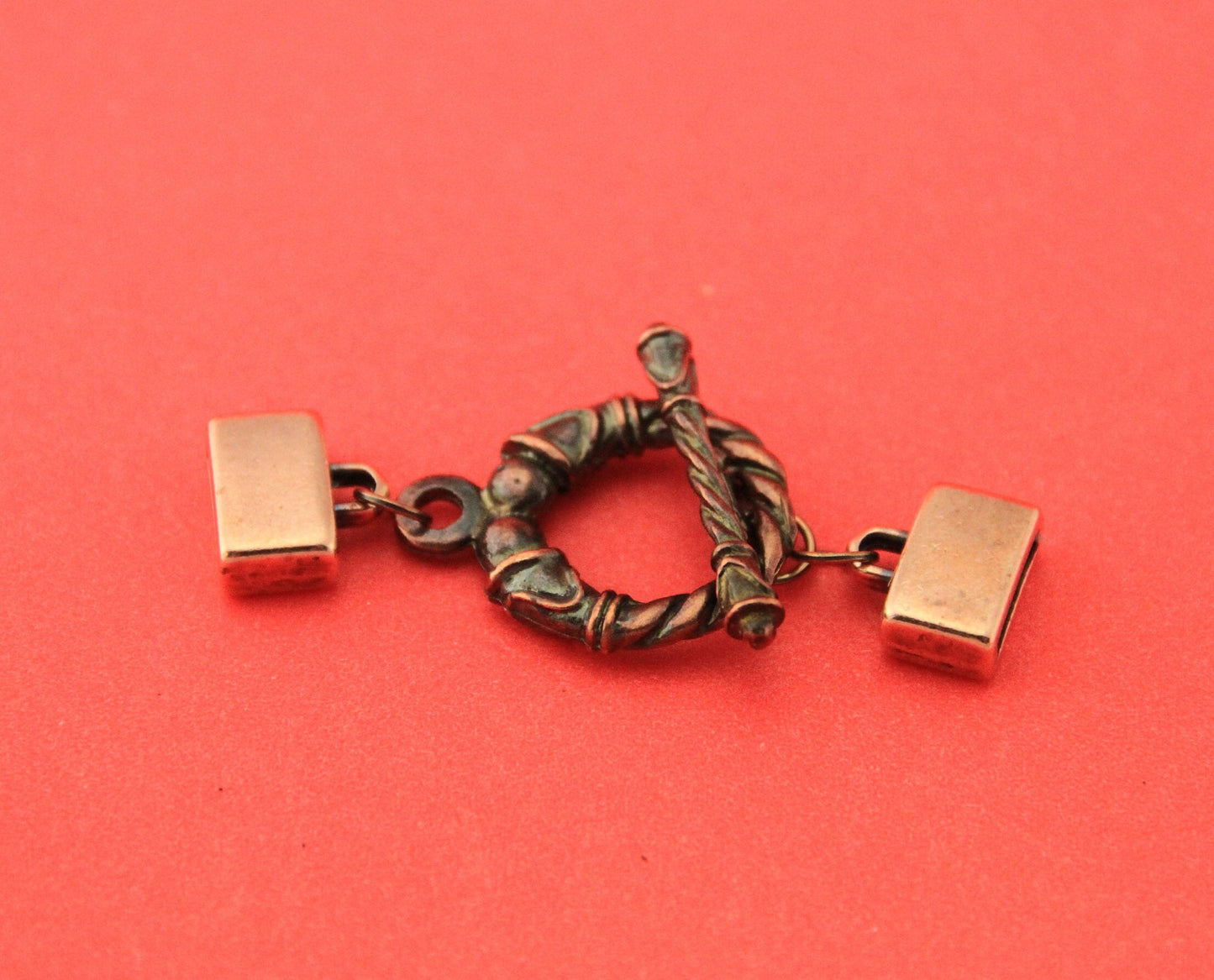 FC0364>>MADE in EUROPE zamak toggle clasp for 10mm flat cord, 10mm copper toggle clasp,(X2762ABAC) Qty1