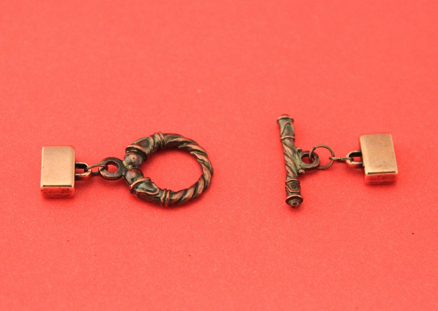 FC0364>>MADE in EUROPE zamak toggle clasp for 10mm flat cord, 10mm copper toggle clasp,(X2762ABAC) Qty1