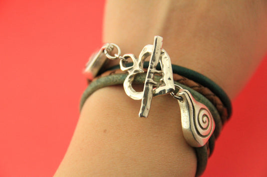 FC0370>>MADE IN EUROPE round cord toggle clasp, wrap bracelet toggle clasp (B3224/4425AS)