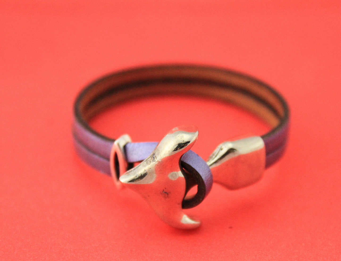 FC0366>>MADE IN EUROPE anchor hook clasp with flat slider, 5mm flat leather cord clasp, (95015) Qty1set