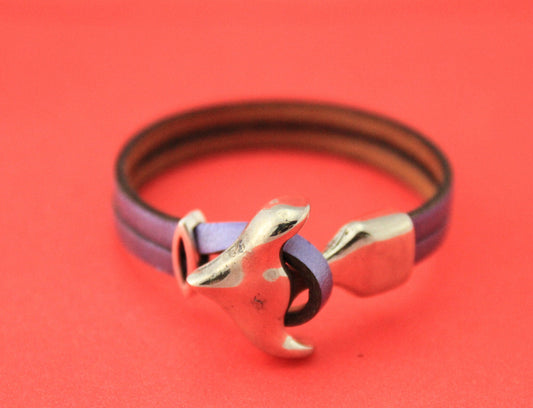 FC0366>>MADE IN EUROPE anchor hook clasp with flat slider, 5mm flat leather cord clasp, (95015) Qty1set