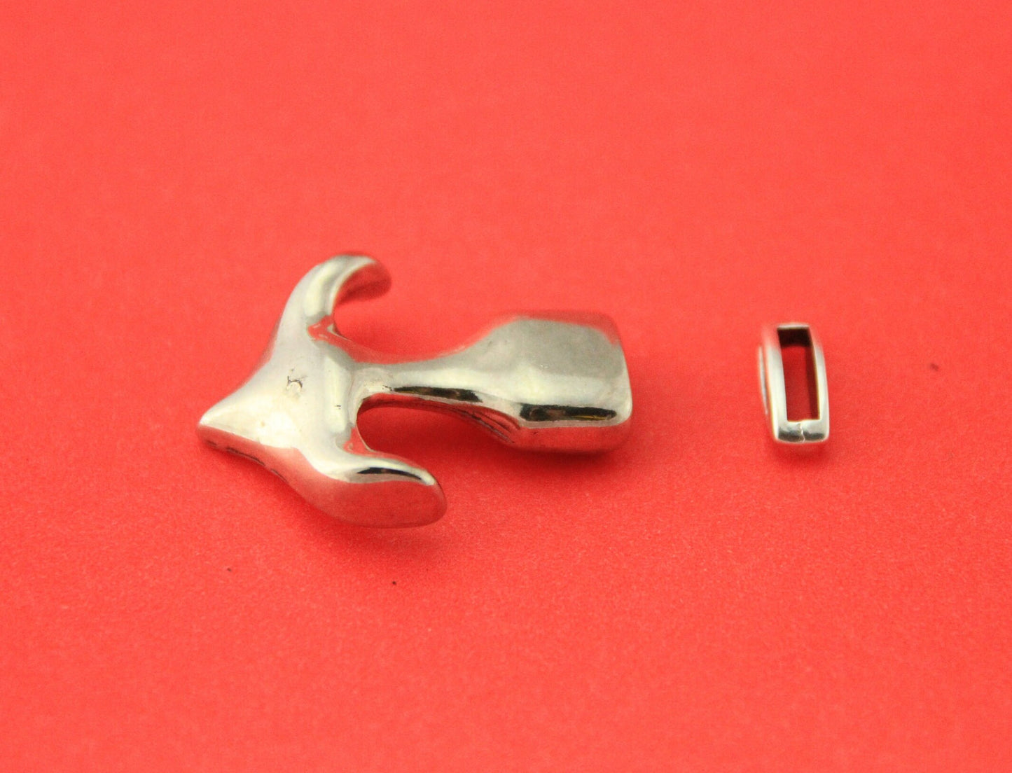 FC0366>>MADE IN EUROPE anchor hook clasp with flat slider, 5mm flat leather cord clasp, (95015) Qty1set