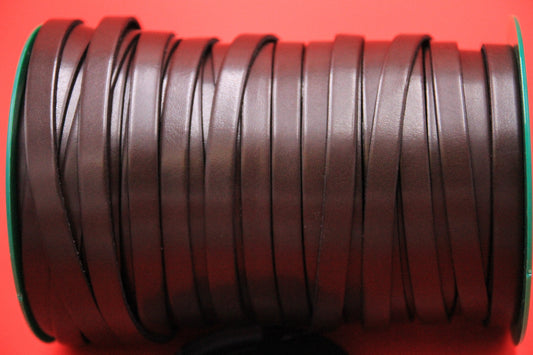 MADE in EUROPE 24" of genuine brown leather cord, flat 10mm dark brown leather cord, 10x2.3mm leather cord (MARF10BR)