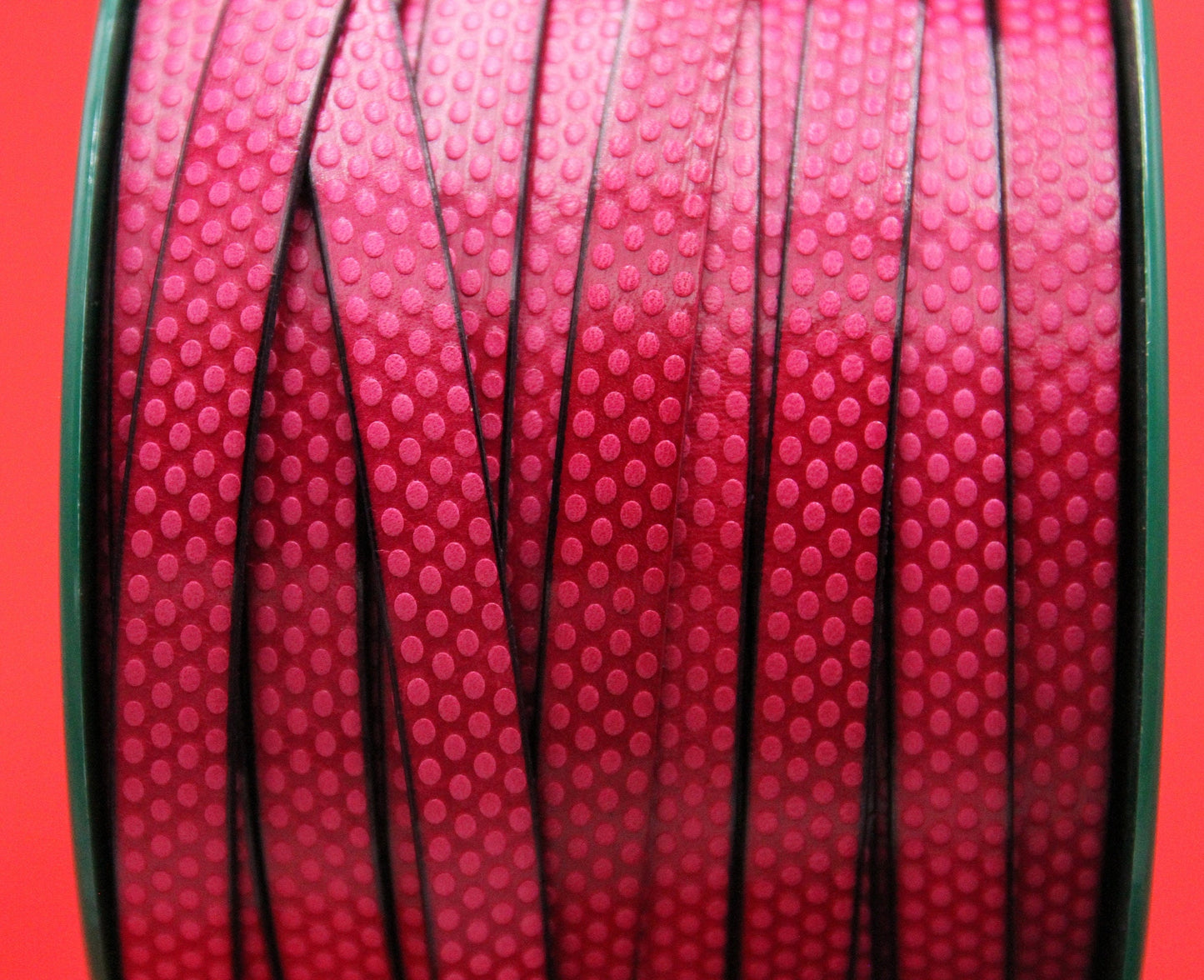 MADE in EUROPE 24" flat leather cord, embossed 10mm fucsia leather cord, engraved leather cord (AR110/10/25)