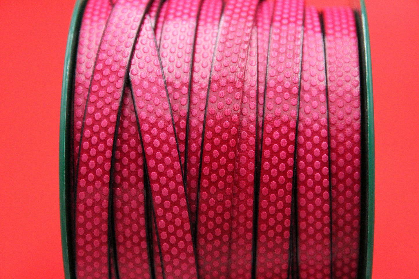 MADE in EUROPE 24" flat leather cord, embossed 10mm fucsia leather cord, engraved leather cord (AR110/10/25)