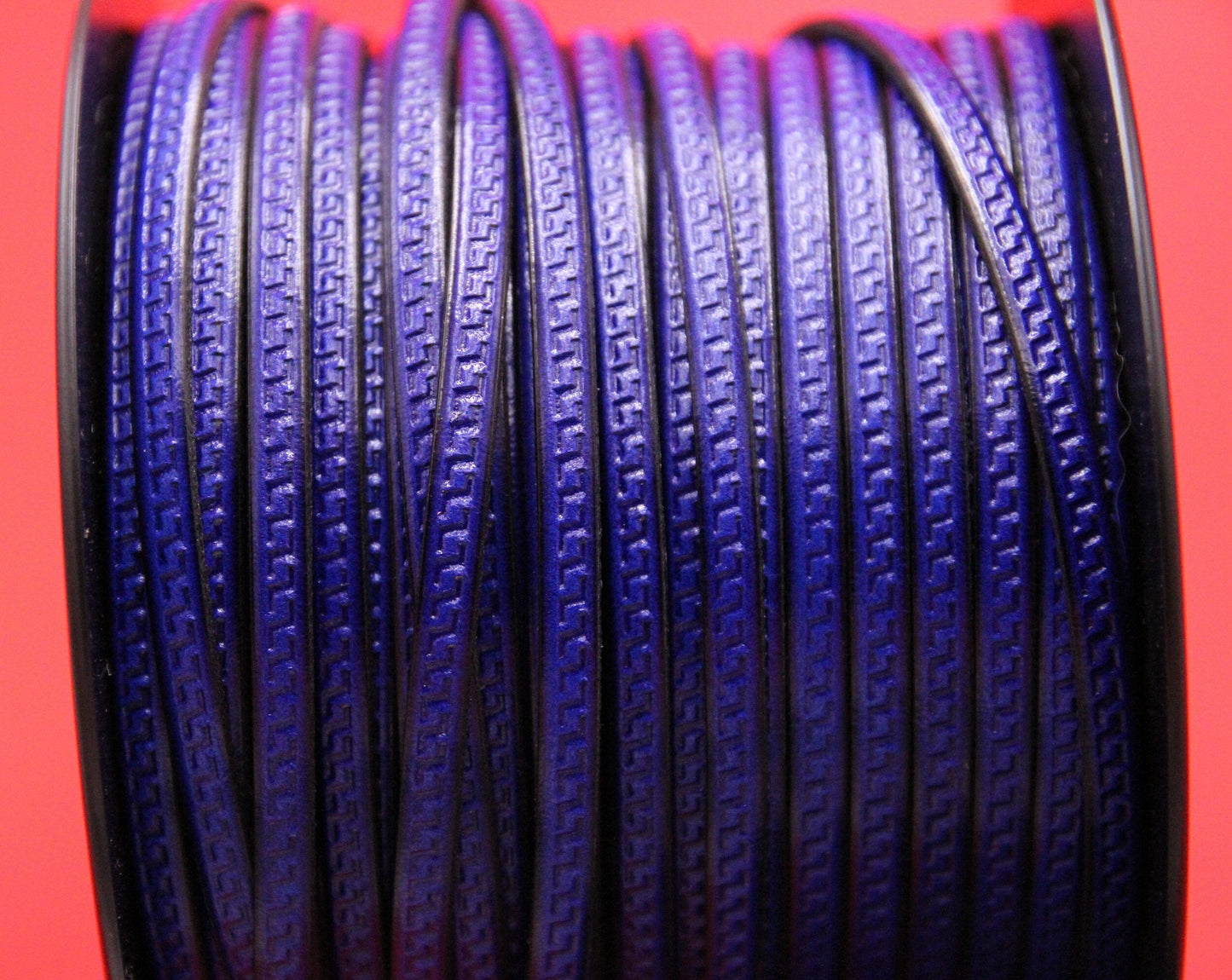 MADE in EUROPE 24'' flat 5mm engraved leather cord, 5mm flat greek key engraved leather cord, 5mm embossed leather cord (AR180/05/22)