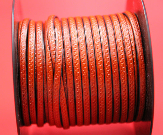 MADE in EUROPE 24'' flat 5mm engraved leather cord, 5mm flat greek key engraved leather cord, 5mm embossed leather cord (AR180/05/05)