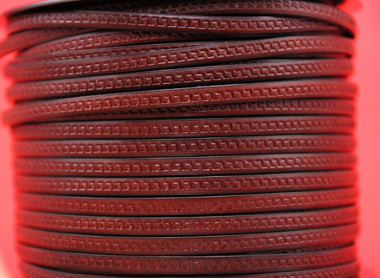 MADE in EUROPE 24'' flat 5mm engraved leather cord, 5mm flat greek key engraved leather cord, 5mm embossed leather cord (AR180/05/08)