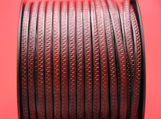 MADE in EUROPE 24'' flat 5mm engraved leather cord, 5mm flat greek key engraved leather cord, 5mm embossed leather cord (AR180/05/08)