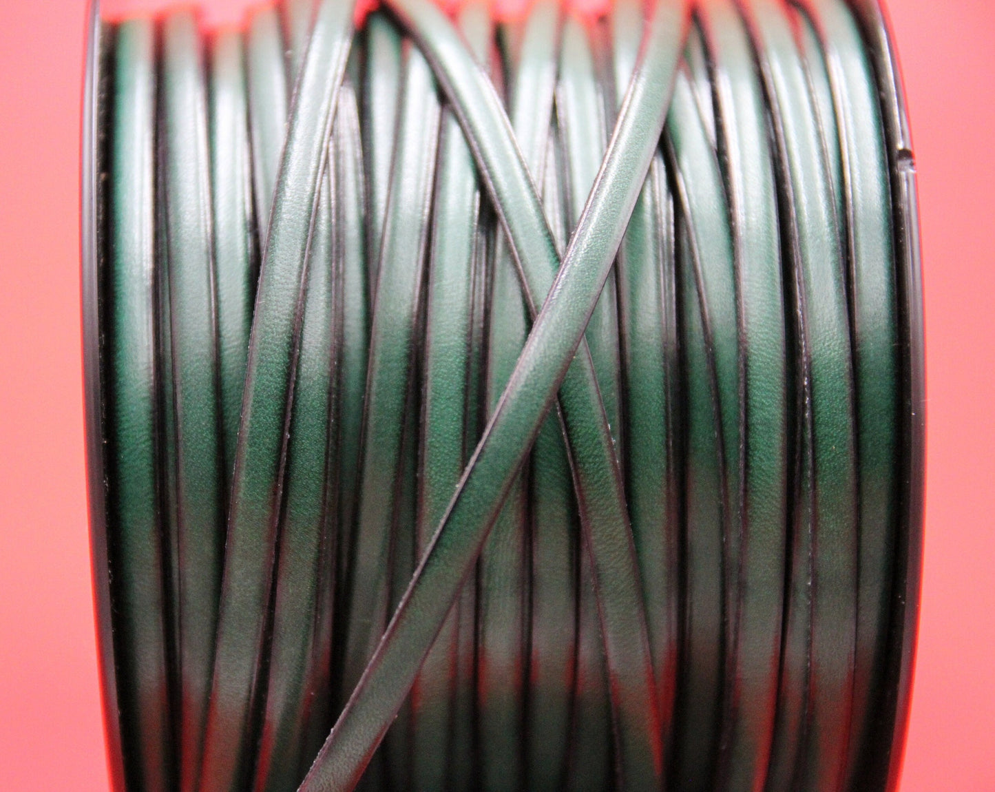 MADE in SPAIN 1 yard of 5mm bottle green leather cord, 5x2mm flat leather cord (AR100/05/12)