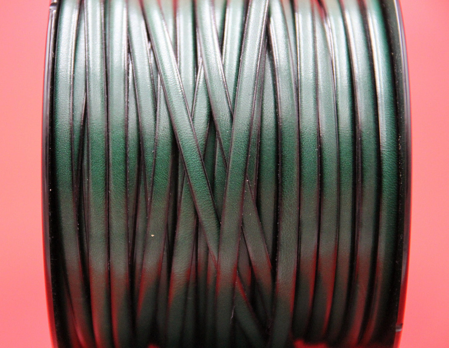 MADE in SPAIN 1 yard of 5mm bottle green leather cord, 5x2mm flat leather cord (AR100/05/12)