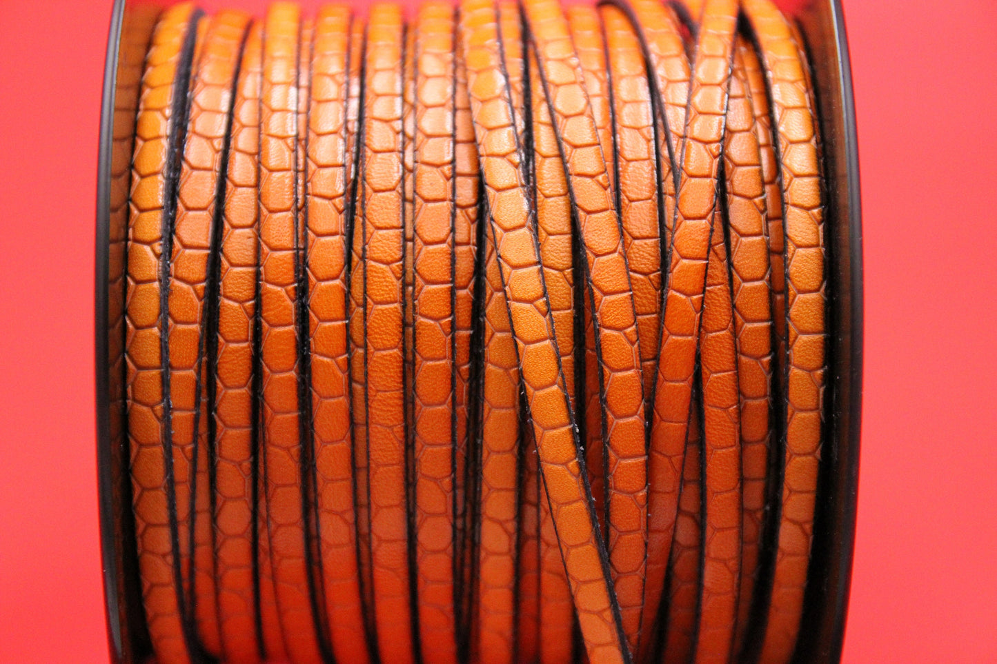 MADE in EUROPE 24'' flat 5mm embossed leather cord, 5mm flat crocodile skin embossed leather cord, (AR250/05/04)
