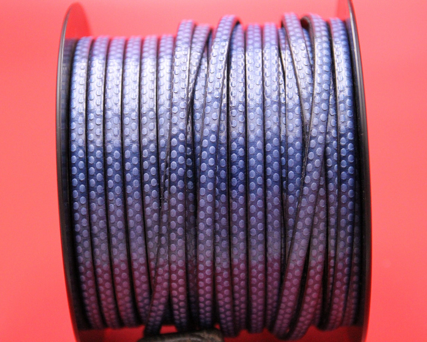 MADE in EUROPE 24" flat leather cord, polka dot embossed 5mm blue leather cord, genuine leather cord (AR110/05/20)