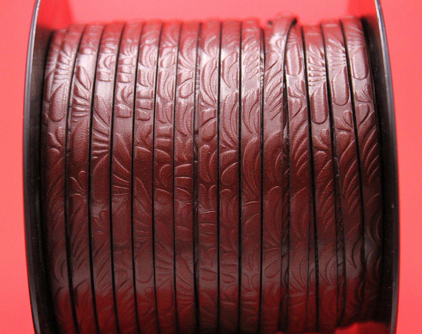 MADE in EUROPE 24'' flat 5mm engraved leather cord, 5mm flat brown leather cord, 5mm floral embossed leather cord(AR150/05/08)