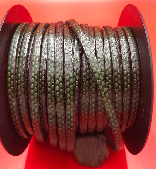 MADE in EUROPE 24'' flat 5mm embossed leather cord, 5mm green leather cord, 5mm embossed leather cord (AR110/05/11)