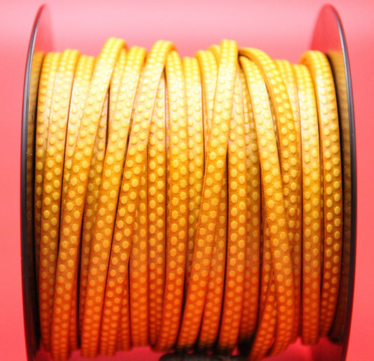 MADE in EUROPE 24'' flat 5mm embossed leather cord, 5mm yellow leather cord, 5mm embossed leather cord (AR110/05/31)