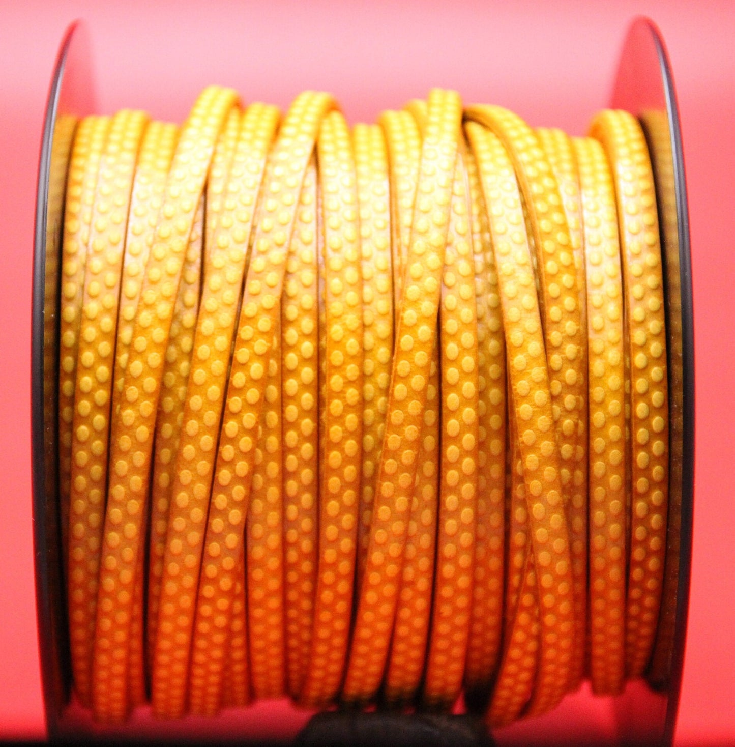 MADE in EUROPE 24'' flat 5mm embossed leather cord, 5mm yellow leather cord, 5mm embossed leather cord (AR110/05/31)