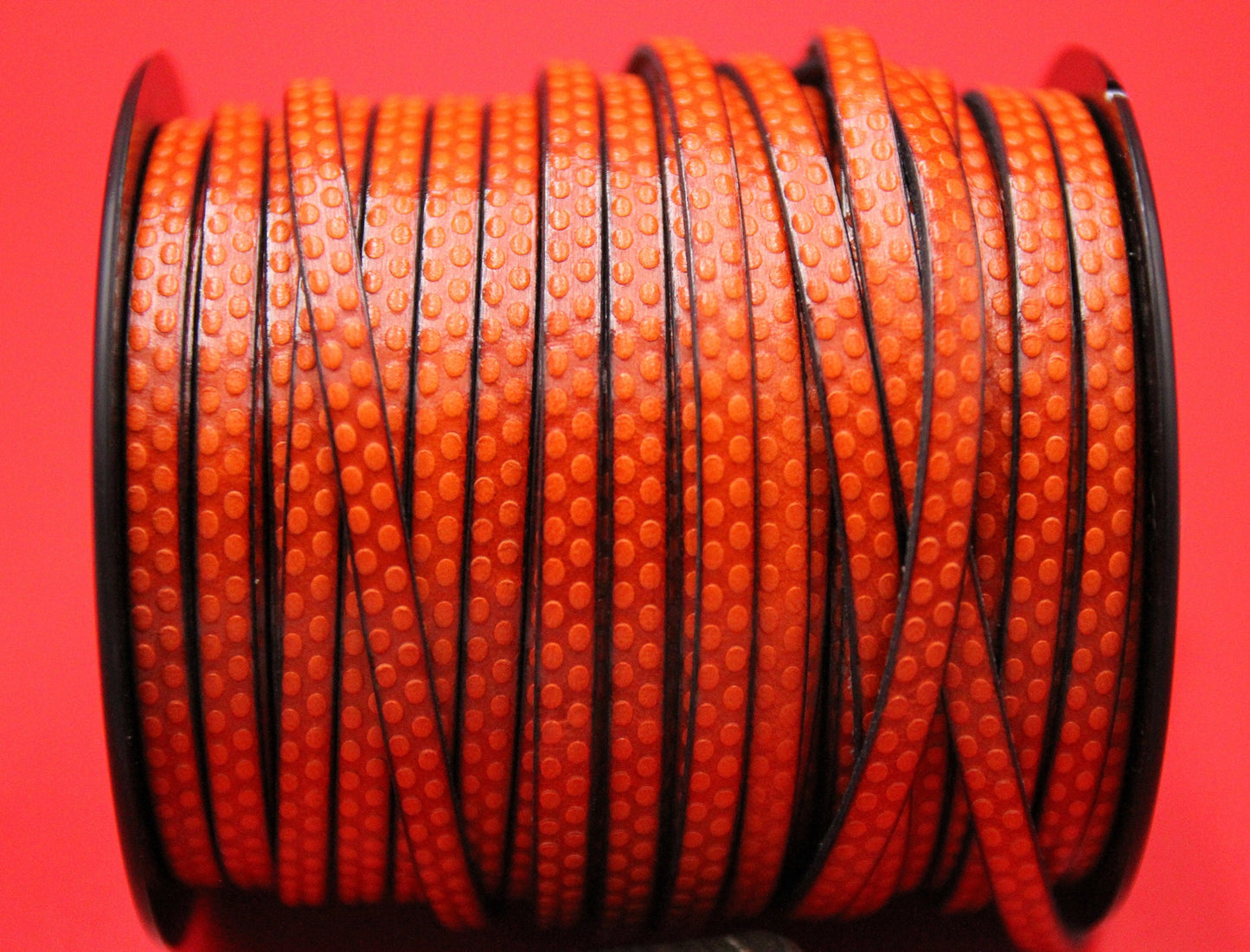 MADE in EUROPE 24'' flat 5mm embossed leather cord, 5mm orange embossed leather cord, (AR110/05/30)