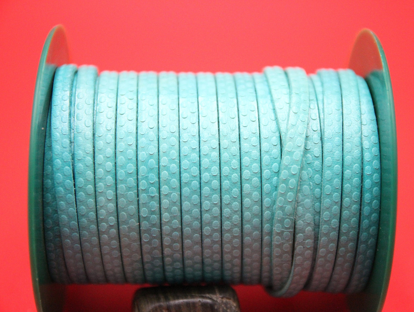 MADE in EUROPE 24'' flat 5mm engraved light turquoise leather cord, 5mm flat leather cord, 5mm embossed leather cord(MARF5TURPAST)