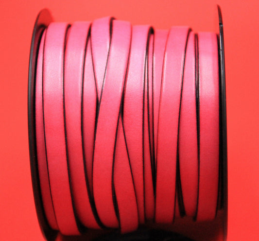 MADE IN SPAIN 24" flat leather cord, fucsia10mm flat leather cord, 10mm fuxia leather cord (VM10FUC)