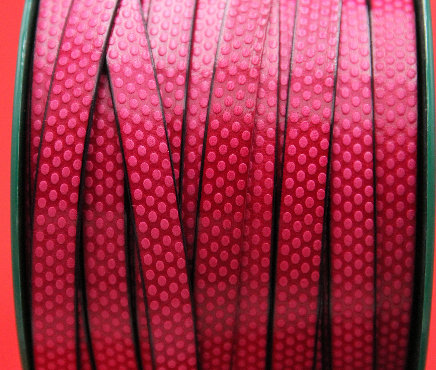 MADE in EUROPE 24" flat leather cord, embossed 10mm fucsia leather cord, engraved leather cord (AR110/10/25)