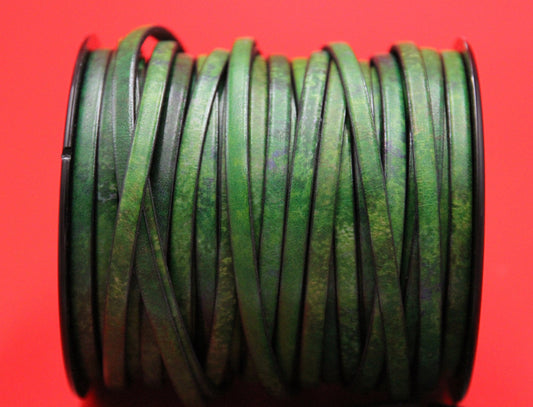 MADE in EUROPE 24'' multi color leather cord, 5mm flat leather cord, 5mm flat leather cord (MARF5MARGREEN)