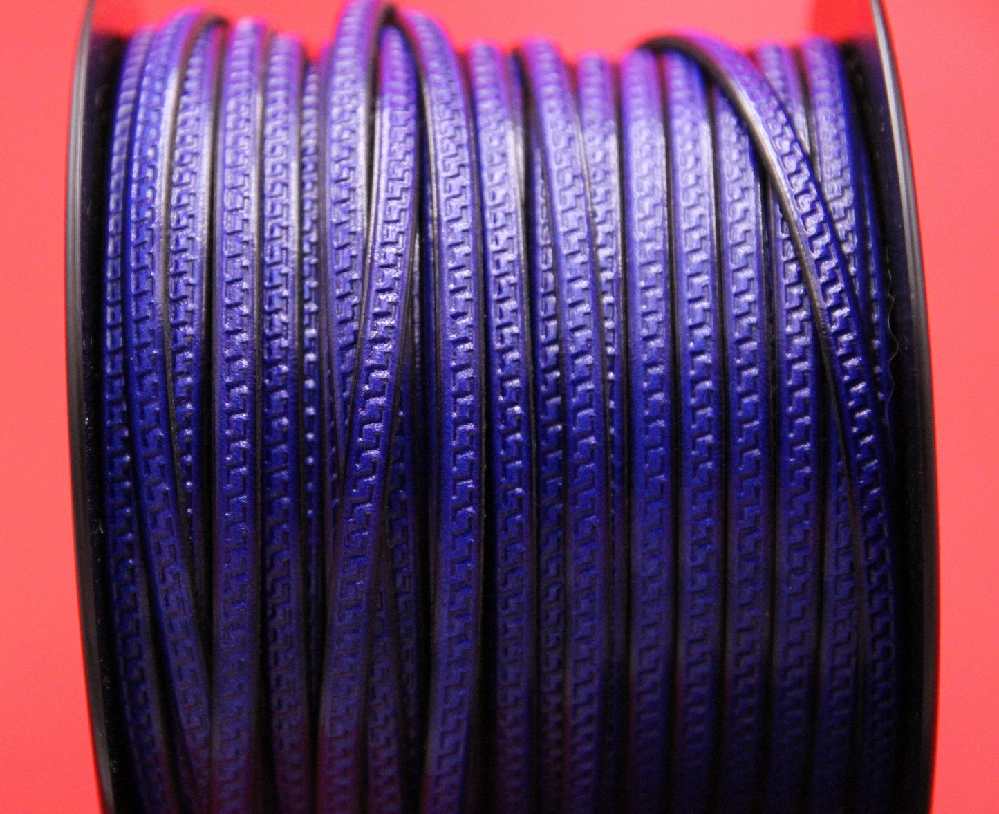 MADE in EUROPE 24'' flat 5mm engraved leather cord, 5mm flat greek key engraved leather cord, 5mm embossed leather cord (AR180/05/22)