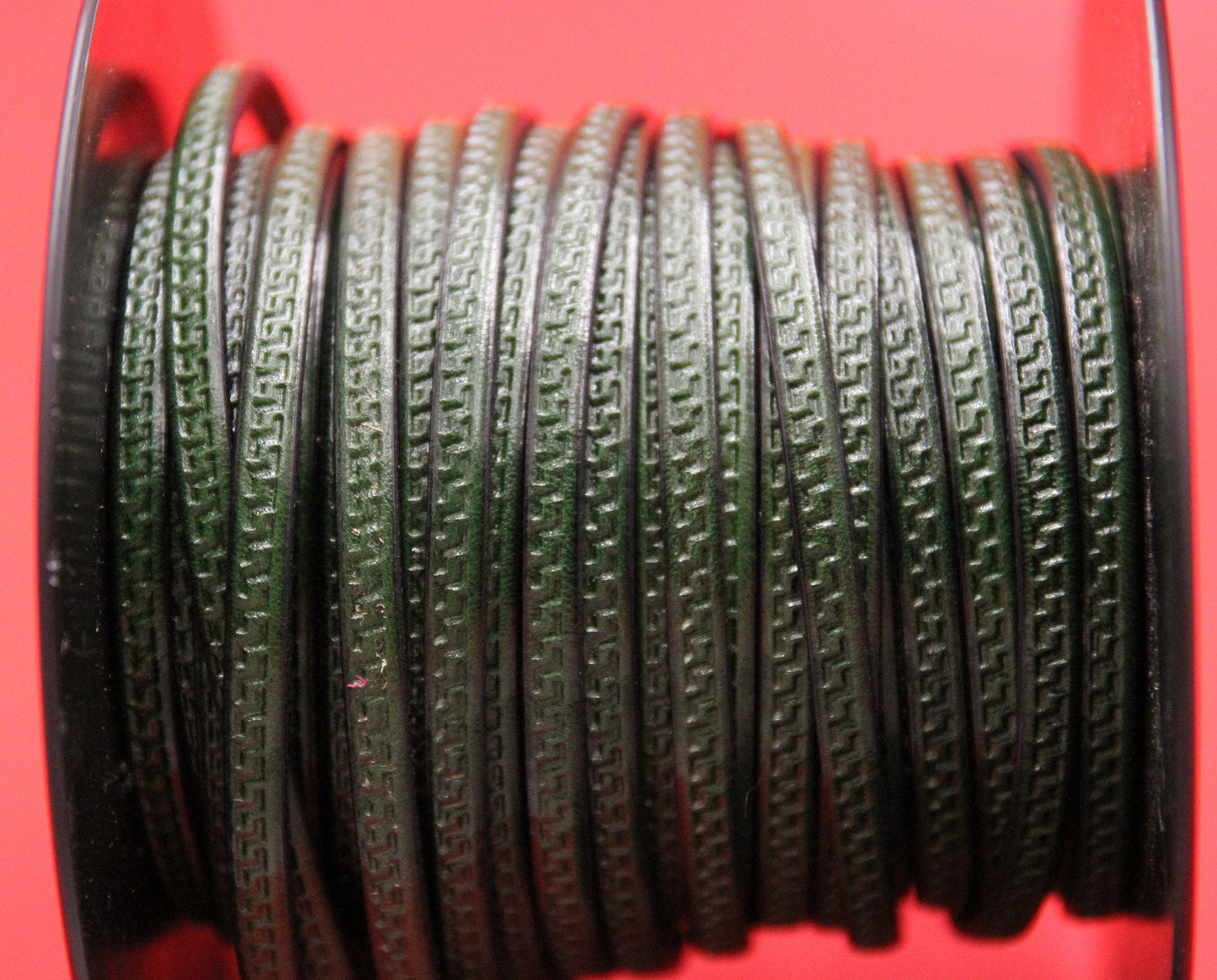 MADE in EUROPE 24'' flat 5mm engraved leather cord, 5mm flat greek key engraved leather cord, 5mm embossed leather cord (AR180/05/13)
