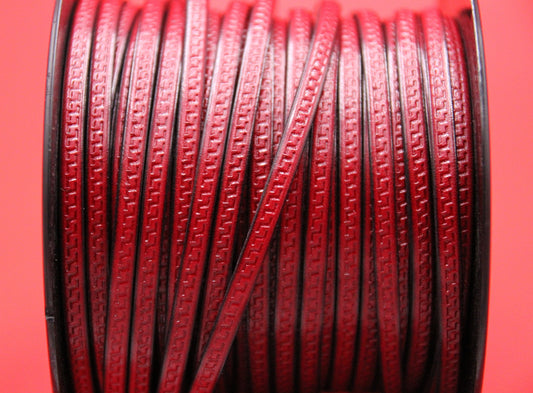 MADE in EUROPE 24'' flat 5mm engraved leather cord, 5mm flat greek key engraved leather cord, 5mm embossed leather cord (AR180/05/27)