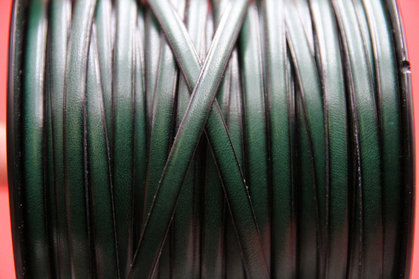 MADE in SPAIN 1 yard of 5mm bottle green leather cord, 5x2mm flat leather cord (AR100/05/12)