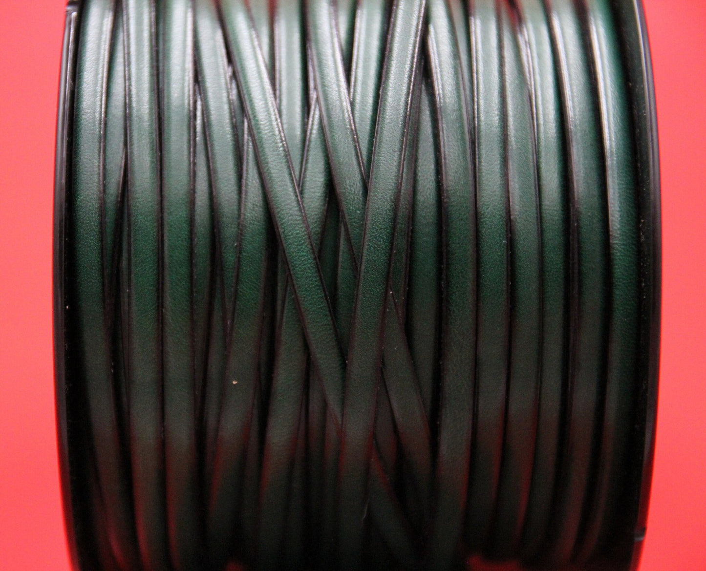 MADE in SPAIN 1 yard of 5mm bottle green leather cord, 5x2mm flat leather cord (AR100/05/12)
