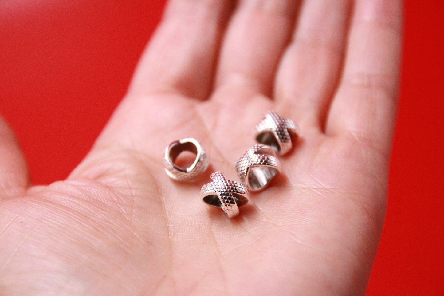 RS0191>>MADE in EUROPE 4 zamak silver slider beads, 6.5mm hole zamak sliders,  (ng1951) qty4